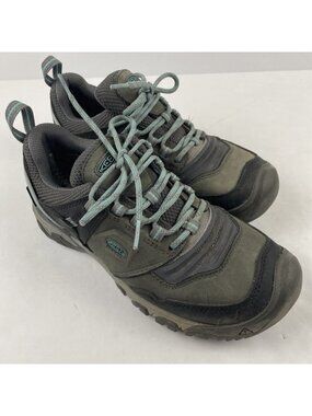 Keen RIDGE FLEX Hiking Shoes Women’s 8 Low Top Lace Up Gray Blue Waterproof
